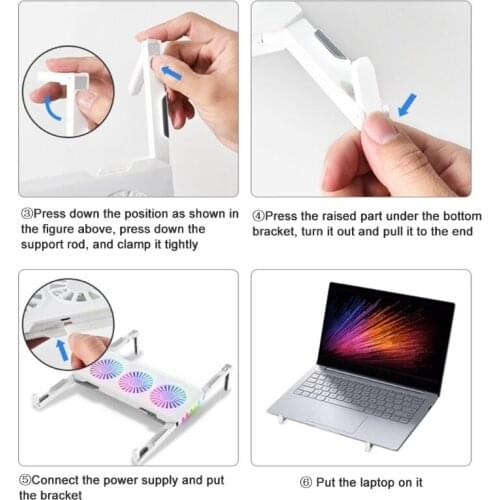Upgrade New Laptop Cooler RGB Gaming Tablet Fan Holder Foldable and Portable Strong Air Flow Quiet Cooling Stand Bracket