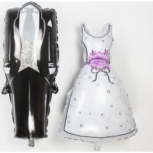 Wholesale 100pcs/lot 75*39cm Groom Bride Wedding Dress Foil Balloon Marriage Decoration Ballon for Romantic party supplies