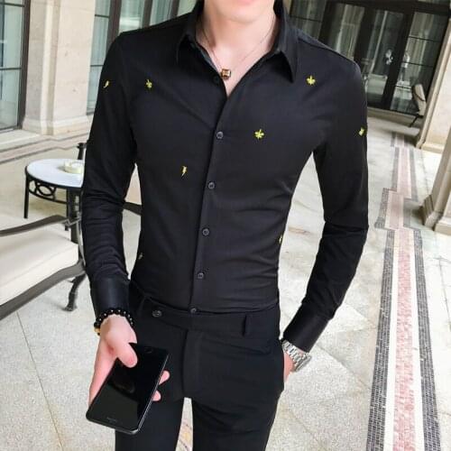 In the autumn of 2019 men long sleeve shirt of cultivate morality male social guy A236-9830 - P60 flower