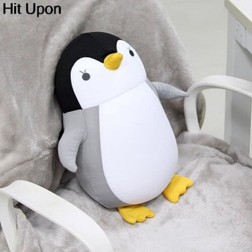 Cute Penguin Deformable U-shaped Plush Pillow Travel Pillow Cartoon Animal Car Headrest Doll Multi-functional Storage Gray Black