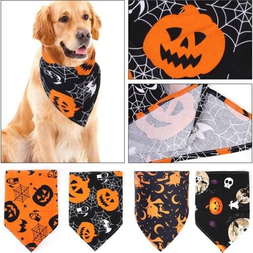 Happy Halloween Cartoon Pet Bandana Scarf Summer Triangular Pet Bibs Pet Triangle Kerchief Puppy Kitten Saliva Towel