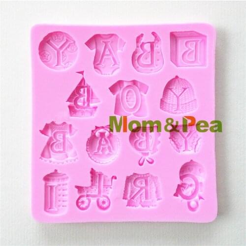 Mom&Pea 0833 Free Shipping Baby Clothes Shaped Silicone Mold Cake Decoration Fondant Cake 3D Mold Food Grade