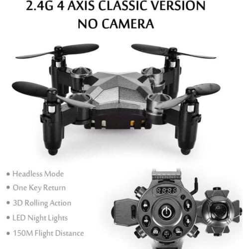 DH800 Folding Mini Watch Sensor Drone Camera Foldable Wrist Watch 2.4G Remote Control Aircraft Headless Mode One Key Return