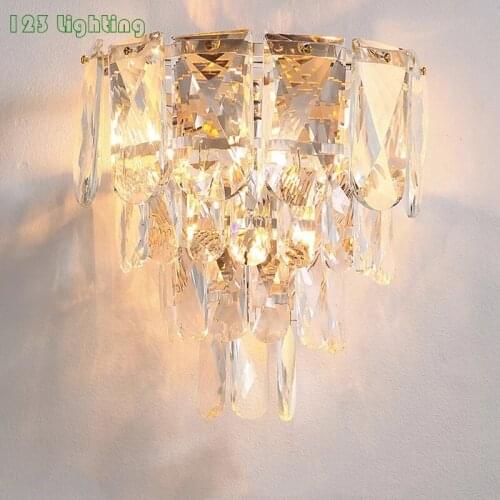 Modern Clear Crystal LED Wall Lights Light Luxury Aisle Living Room TV Background Wall Sconce Wall Deco Lighting Fixtures