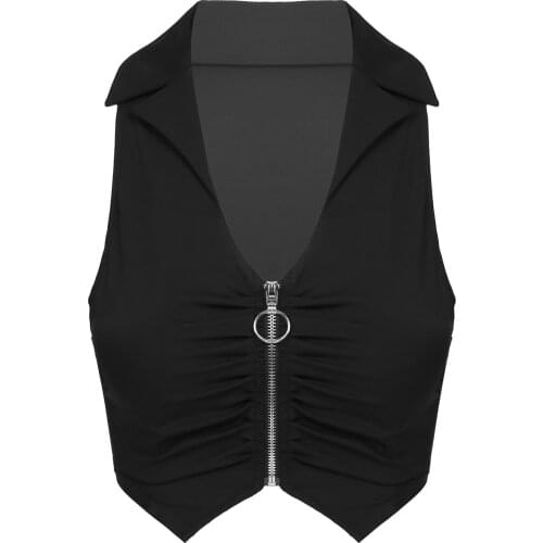 New Brand Deep V-Neck Sexy Sleeveless Tank Top Women Summer Crop Tops Ruched Drawstring Black Fashion Skinny Elastic Streetwear