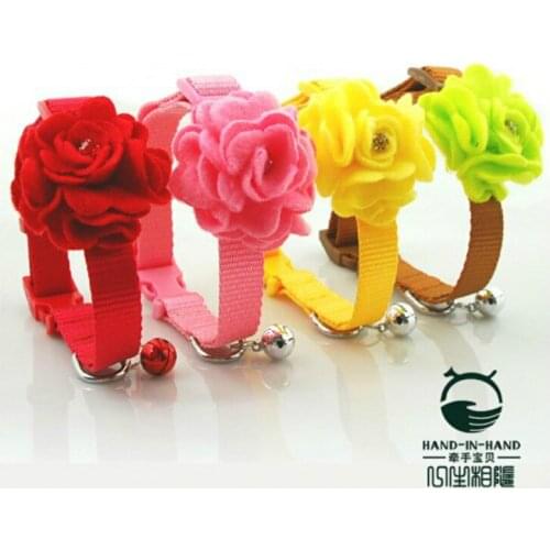 Pet Products Supplies 1cm Color Roses Lively Dog Cat Suede Roses Belt Buckle Basic Collars (4 Colors) 12 Pcs/lot
