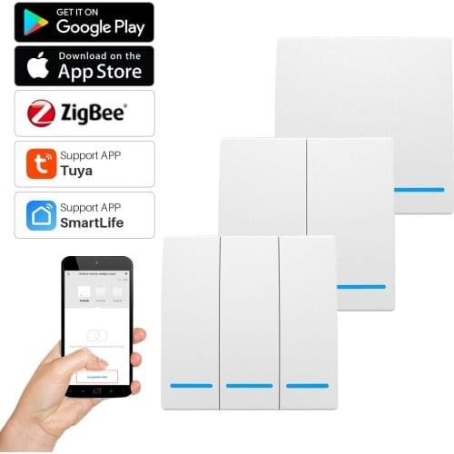 Tuya Smart Zigbee Scene Switch Wireless Light Switch 1 2 3 Gang Remote Controller Sticker Work With Zigbee Hub Alexa Google Home