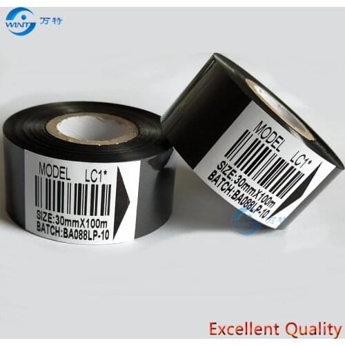 30mm*100m High qualtiy Black ribbon for date printing coding machine,hot stamping for packaging machine 100pcs
