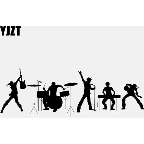 YJZT 16.7CM*6CM Fashion Rock Band Music Musical Art VinylBlack/Silver Car Sticker C22-0750