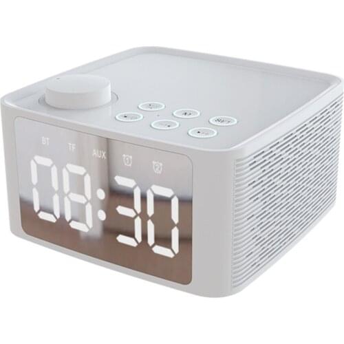 Mirror Bluetooth-compatible Speaker Double Alarm Clock with Stand Multi-Function Desktop Audio Speaker