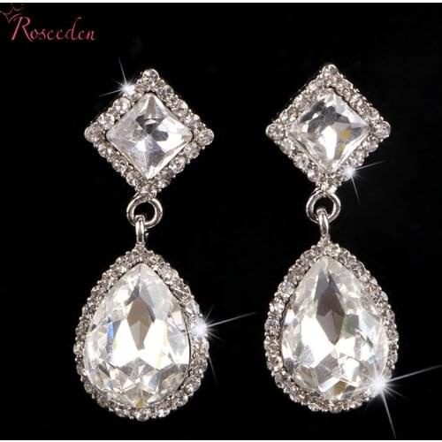 High Quality Crystal Rhinestone High Quality Crystal Rhinestone luxury women wedding earrings wedding teardrop earring RE445