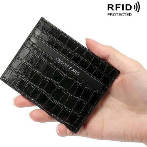 Crocodile Lady purse women wallet Candy Color Split Leather Card Holder Bank Credit Card ID Holder Slim Card Case