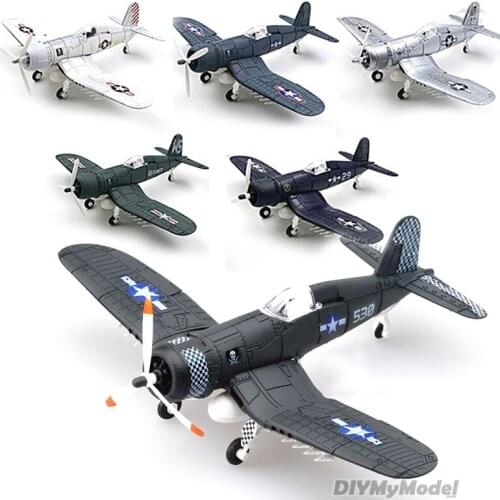 1/48 Scale Assemble Fighter Model Toys Building Tool Sets Flanker Combat Aircraft Diecast Pirate Based F4U Random Color