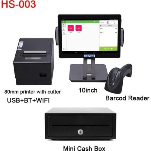 10 inch Tabelt PC Android POS Cash Register with Cash Box Support Google Play HS003