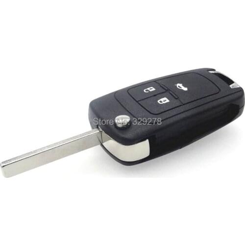 10pcs/lot Remote Key Case Shell fits for CHEVROLET 3 buttons Spark Flip Remote Key Fob car key blank HU100 blade uncut