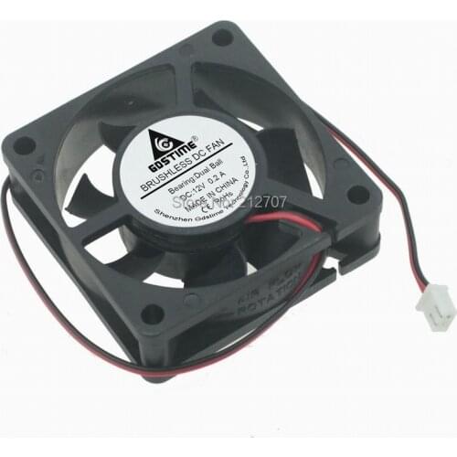 100PCS Gdstime 60mm 6cm 60x60x20mm Ball Bearing 6020 12V 2Pin Brushless DC Cooling Fan