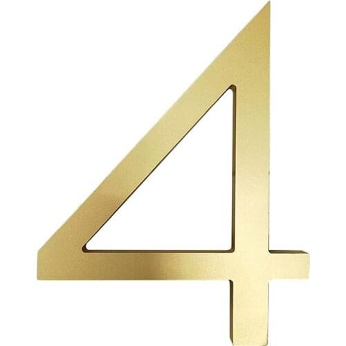 102mm Floating House Number Sign Golden Modern Building Signage Outdoor Huisnummer Numeros Casa Door Numbers Address Plate#4