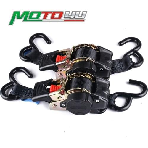 2PCS 1.8M Auto Retractable Ratchet Tie Down Starp "S" Hooks Motorcycle Accessories Tie down belts with automatic rollup