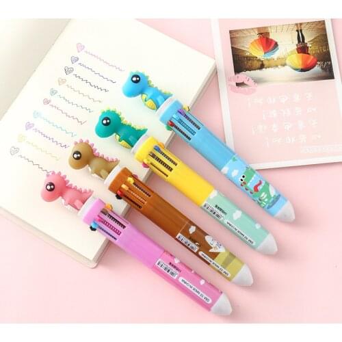 36 Pcs/lot 10 colors Dinosaur Ballpoint Pen Cartoon Press unicorn Ball Pens Stationery gift Material office school supplies