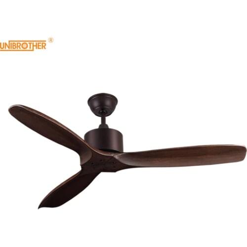 52 inch luxury ceiling fan Without Light Home Bedroom living Room Fan 220v Wood Remote Control 3 wooden blades
