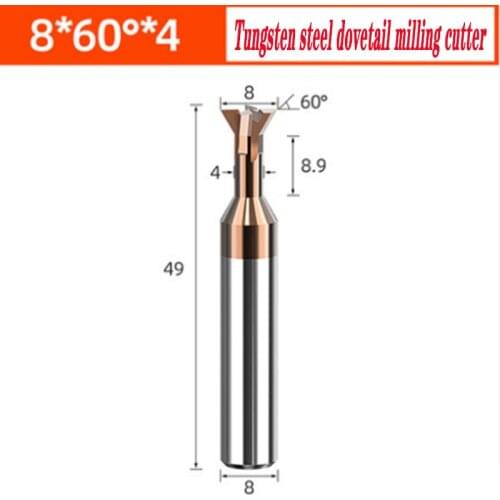 55Degree Carbide Tungsten Steel Swallowtail Milling Cutter 60Degree Chamfering 8*49*8*8.9