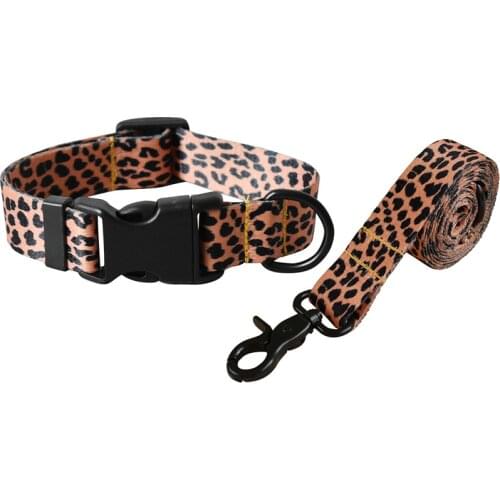 Leopard Color Pet Accessories Samoyed Designer Dog Collars LeashBeagle Pet Kit Dog Collar And leash Set For Pug Collar