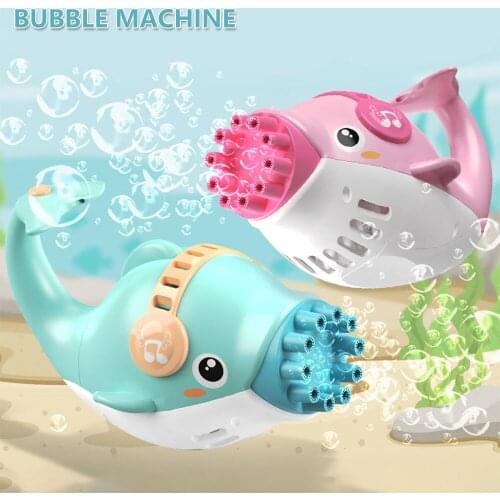 Dolphin Bubble Maker Gatling Bubble Blowing Gun Machine Electric Automatic Soap Blower Maker Summer Outdoor Garden Toy