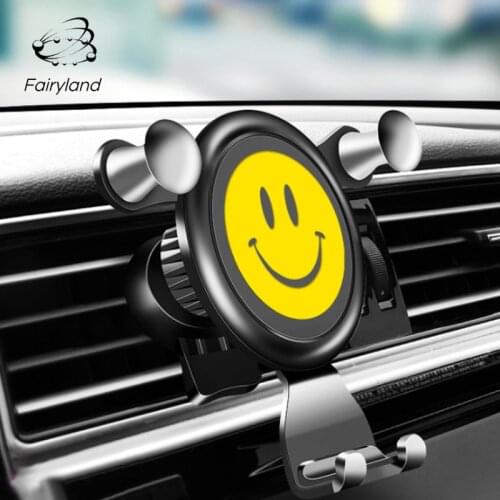 Car Gravity Mobile Phone Holder Cartoon Smiley Car Air Vent Mount Holder Universal Navigation Phone Bracket Creative Car Gift