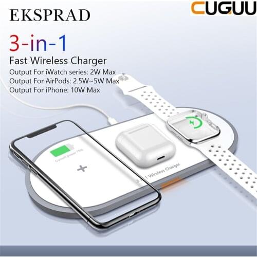 3 IN 1 Wireless charger 10W iPhone wireless charger for iPhone 11/12 Pro/X/XS 8 suitable for Apple Watch series 5 4 3 Airpods
