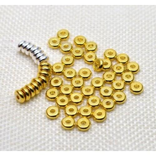 Wholesale 4/5/6/8mm304 Stainless Steel Flat Round Spacer Beads Silver Gold Spacer Steel Beads Fit DIY Bracelet Jewelry Making