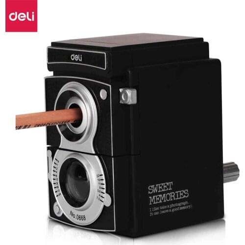 Deli 0668 Sharpener Vintage Camera Pencil Sharpener Creative Hand Pencil Sharpener Student Gift Pencil Sharpener shipping free