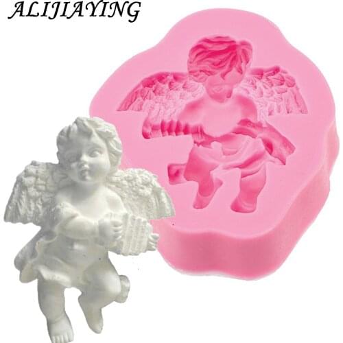 1Pcs Sugarcraft Angel Boy With Electronic Organ 3D Silicone Cake Mold Fondant Cake Tools For Cupcake Cake Border Mould D0537