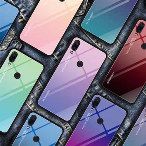 Gradient Tempered Glass Case for Redmi Note 7 Rainbow Stained Colorful Phone Case for Xiaomi Redmi K20 Pro 6 5 Plus 6A Shell