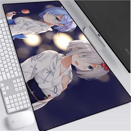 XGZ Rem Re Zero Anime Gaming Mouse Mat Large Mouse Pad Rubber PC Computer Gamer Mousepad Desk Stitched Edge for CS GO LOL Dota