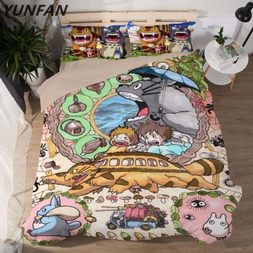 Grey Totoro 3 Pieces Bedding Sets Duvet Cover sets 3D Printing Beddings set twin single Queen king Size quilt cover bedclothes