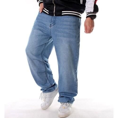 Los pantalones vaqueros de los hombres Denim Pantalones de pantalones Streetwear Hip Hop luz azul skate pantalones de pierna anc