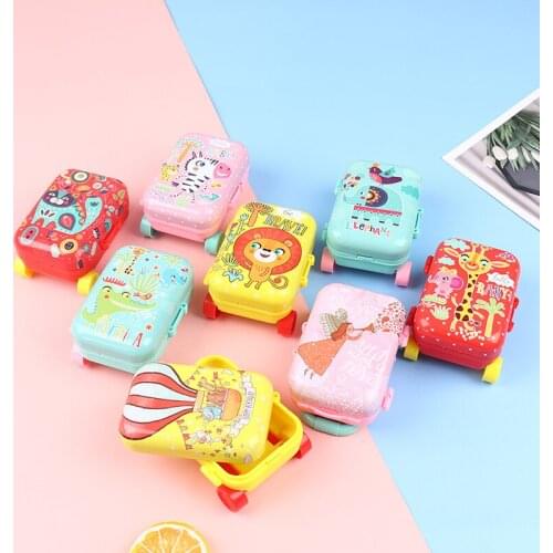 Colorful 1 Pc Metal+Plastic Mini Suitcase for Dolls Miniature Toys Trunk Dollhouse Decor Jewellery Box