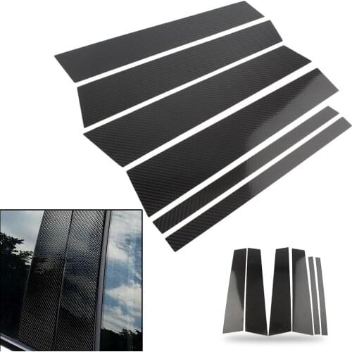 6pcs/set Carbon Fiber Car Window Molding Pillar Trim Cover For Mercedes Benz GLC Class 2015 2016 2017 2018 Black