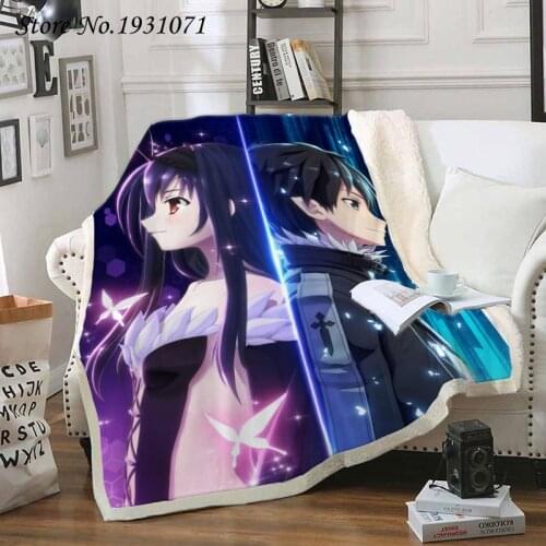 NEW Sword Art Online 3D Printed Fleece Blanket for Beds Thick Quilt Fashion Bedspread Sherpa Throw Blanket Adults Kids 13