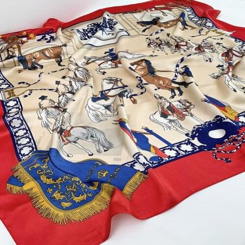 New fashion scarf for ladies horse printing 90*90 scarf shawl decorative headscarf Variety professional shawl hot sale