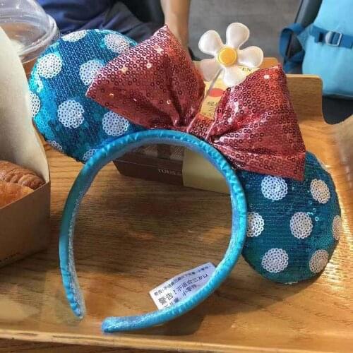 Disney Parks Mickey Minnie Paris Polka Dot Daisy Sequin Ears Headband gift