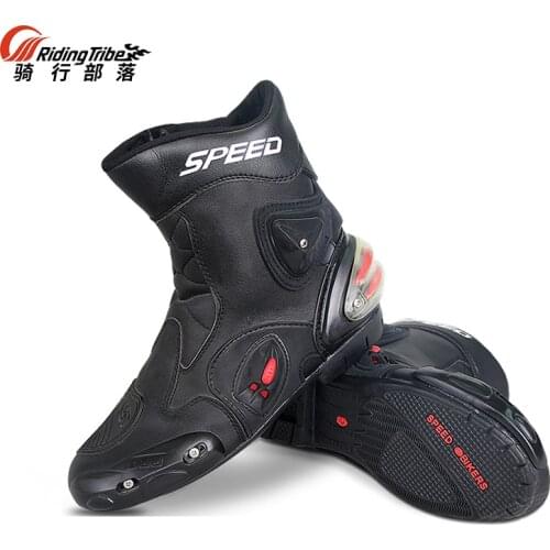 PRO-BIKER Microfiber Leather Motorcycle Boots Racing Motocross Riding Boots Middle Legs Shoes Male/Female A004 Model