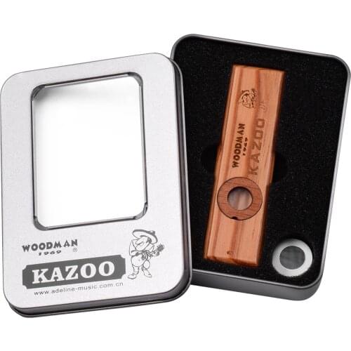 Handmade Wooden Kazoo Wood Harmonica with Metal Storage Box Musical Instrument Toy for Kids Adults Wind instrument