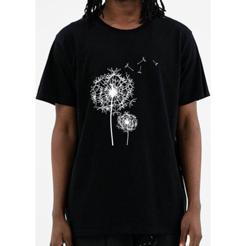 Dandelion Printed T-shirts Men T Shirt Summer 100% Cotton Tee Shirt Round Neck Top Shirts for Loose Tops Tees