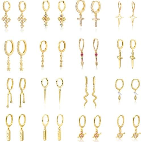 LOOXI Silver Gold Color Three Zircon Charm Line Drop Earring Rock Punk Fashion Wedding Fashion Crystal Jewelry Pendientes 2021