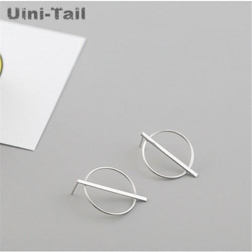 Uini-Tail hot new 925 sterling silver circle vertical rod earrings female models Korean fashion tide flow high quality jewelry