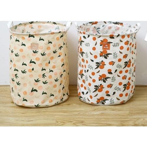 Fruit pattern Folding Laundry Basket Round Storage Bin Bag Large Hamper Collapsible Clothes Toy Holder Bucket Organizer