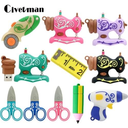 Usb Flash Drive 256GB Tailor Tools Sewing Machine Ruler Pencil USB 2.0 Flash Memory Stick 128GB 64GB 32GB 16GB Pendrive USB Disk