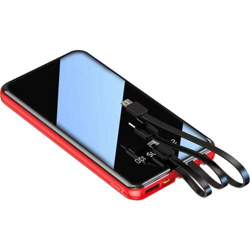 Chuangchengda Power Bank Ultra-Thin Self-Contained Mini Portable 10000mAh for Xiaomi Mi iPhone Samsung