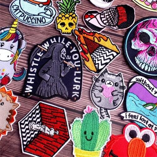 Punk Embroidered Patches For Clothing Iron On Patches For Clothes Round Stickers On Clothes Patches Jacket Applique Diy t-Shirt